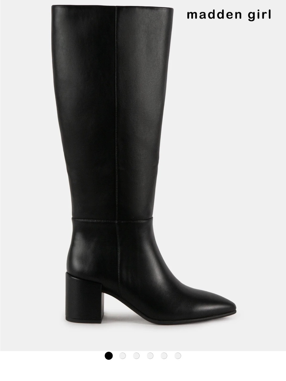 Steve Madden Black Knee-High Pointed Toe Heeled Boots